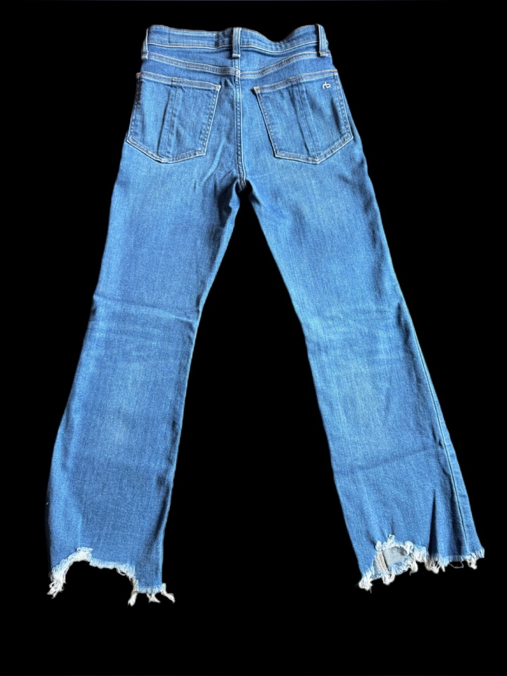 Rag and Bone Women’s Nina High Rise Ankle Flare Chewed Fray Hem Medium Blue Wash